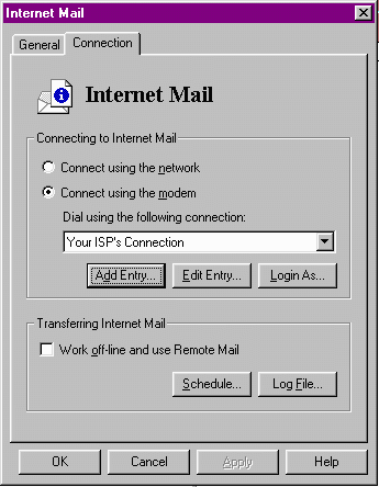 Connection Tab of the Internet Mail
Service