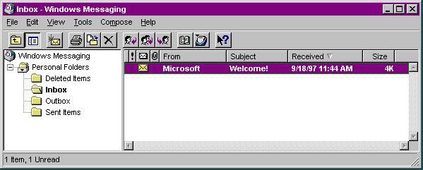 Windows Exchange/Messaging Main 
Window